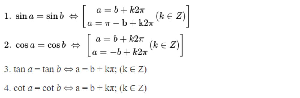 Công thức nghiệm của phương trình lượng giác (sưu tầm Internet)