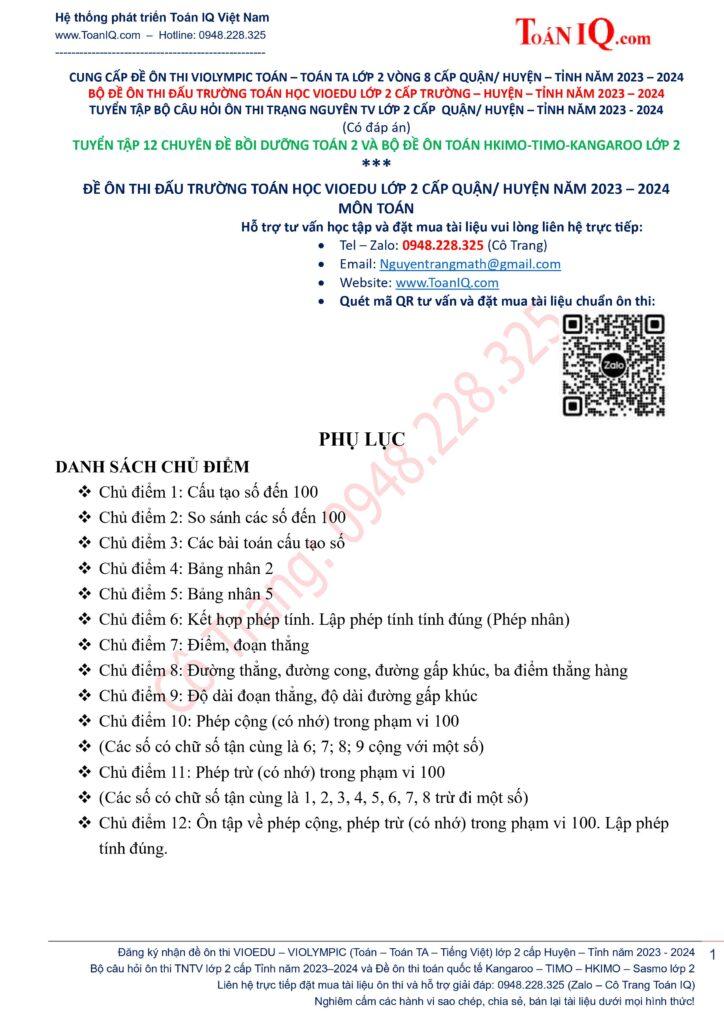 Đề thi VIOEDU lớp 2 cấp huyện năm 2023 - 2024 có đáp án