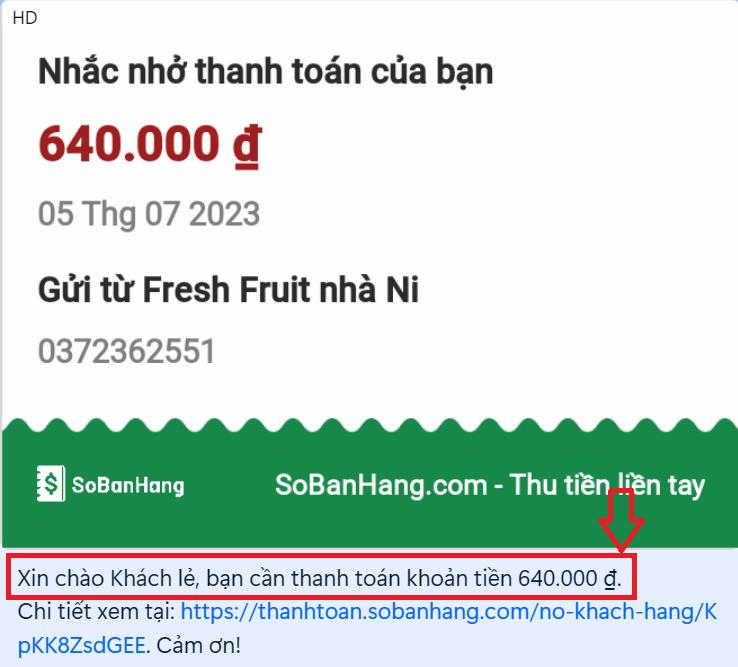 Hình: Nhắc nợ cùng Sổ Bán Hàng