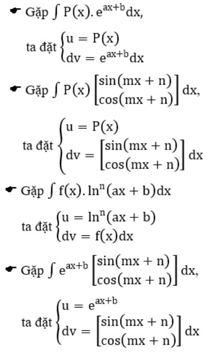 Các trường hợp nguyên hàm từng phần - nguyên hàm toán 12