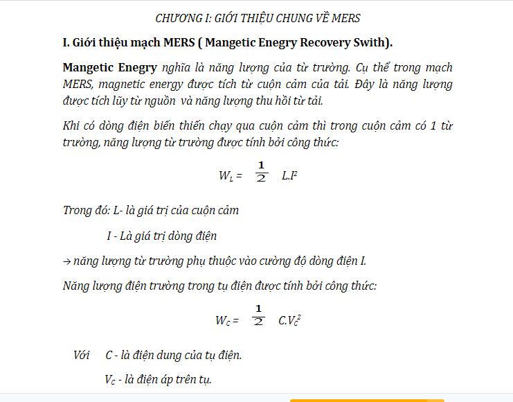 Báo cáo đồ án điện tử công suất về mạch Mers