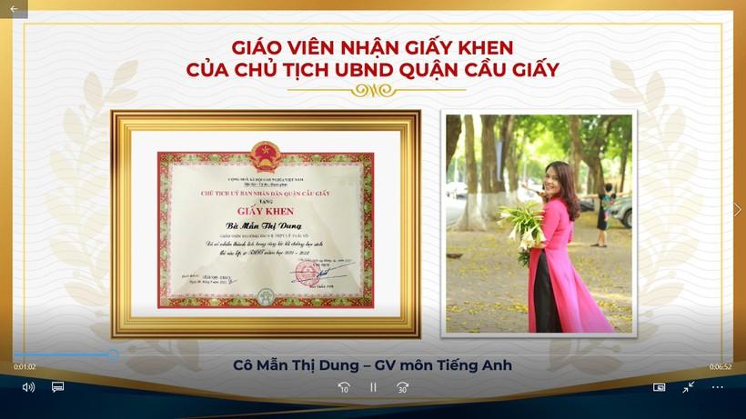 Cô Mẫn Thị Dung được nhận Giấy khen của Chủ tịch UBND quận Cầu Giấy (Hà Nội).