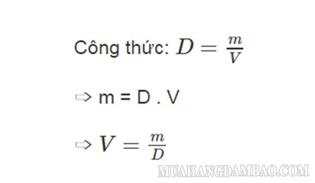 Công thức được suy ra từ công thức tính khối lượng riêng