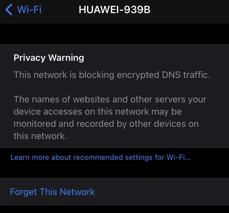 Cách sửa lỗi thông báo cảnh báo Wi-Fi ‘Chặn lưu lượng DNS được mã hóa’ trên iOS