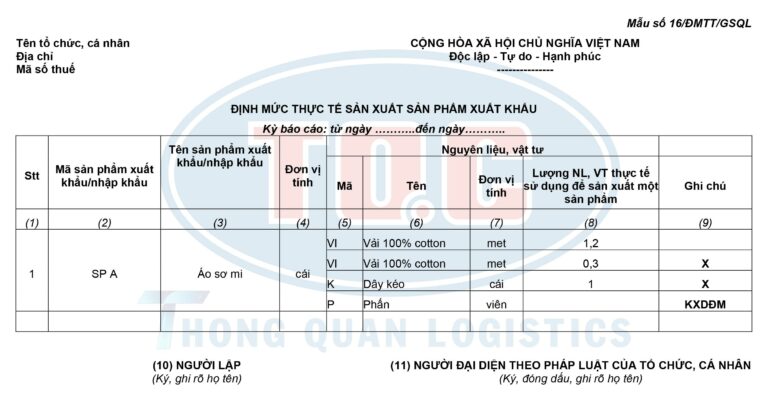 Hướng dẫn lập mẫu báo cáo quyết toán 16/ĐMTT/GSQL