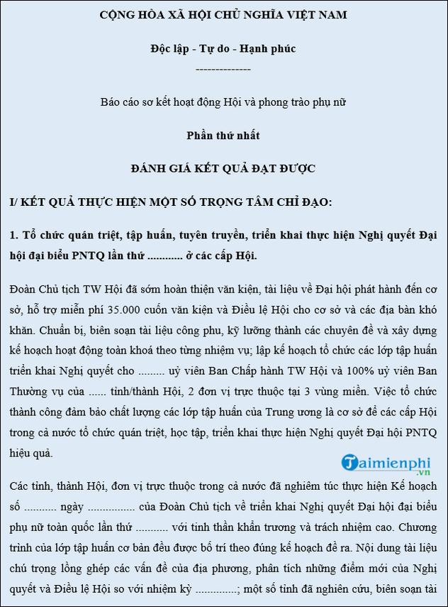 4 mẫu báo cáo tổng kết công tác chi hội phụ nữ thôn vào cuối năm trong thời kỳ mới nhất