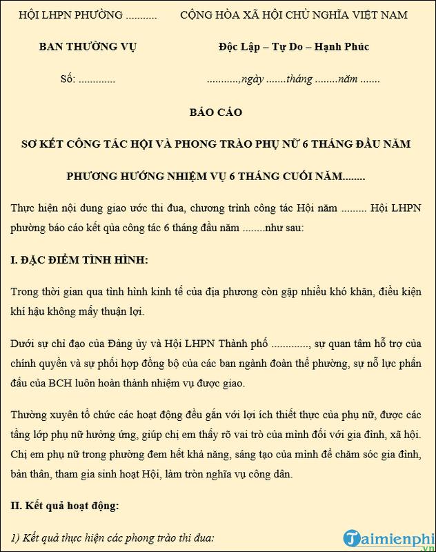 4 mẫu báo cáo tổng kết công tác chi hội phụ nữ thôn vào cuối năm trong thời kỳ mới nhất