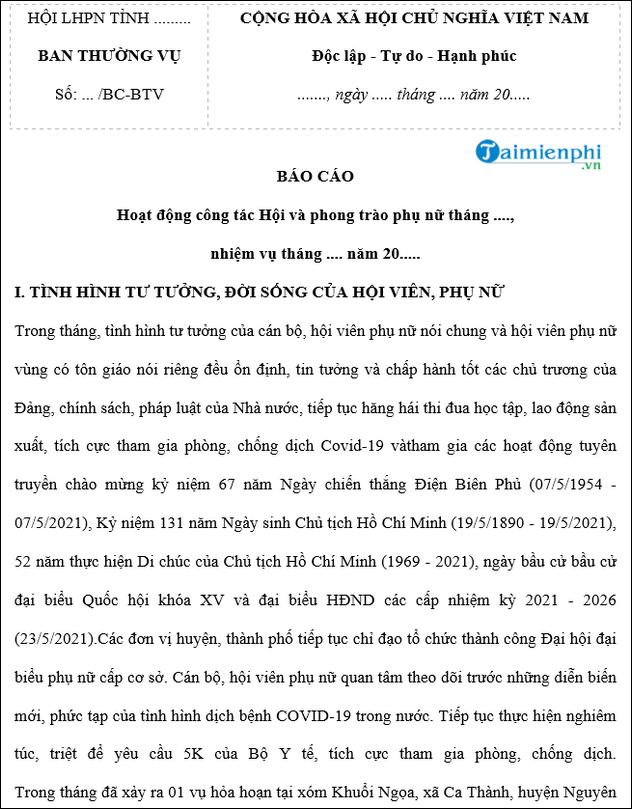 4 mẫu báo cáo tổng kết công tác chi hội phụ nữ thôn vào cuối năm trong thời kỳ mới nhất