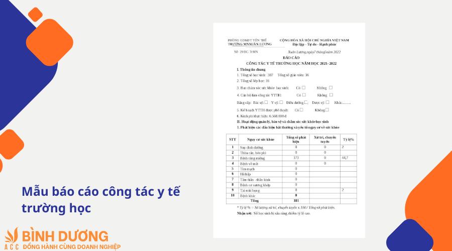 Mẫu báo cáo công tác y tế trường học