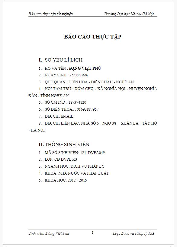 Báo cáo thực tập tốt nghiệp đại học luật: Công tác tuyên truyền, phổ biến giáo dục pháp luật tại xã Nghĩa Bình