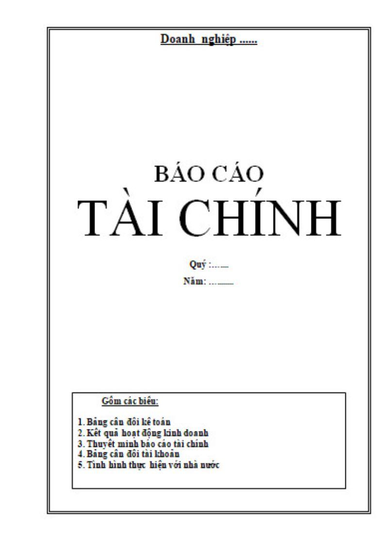 Bìa báo cáo tài chính - Mẫu 1