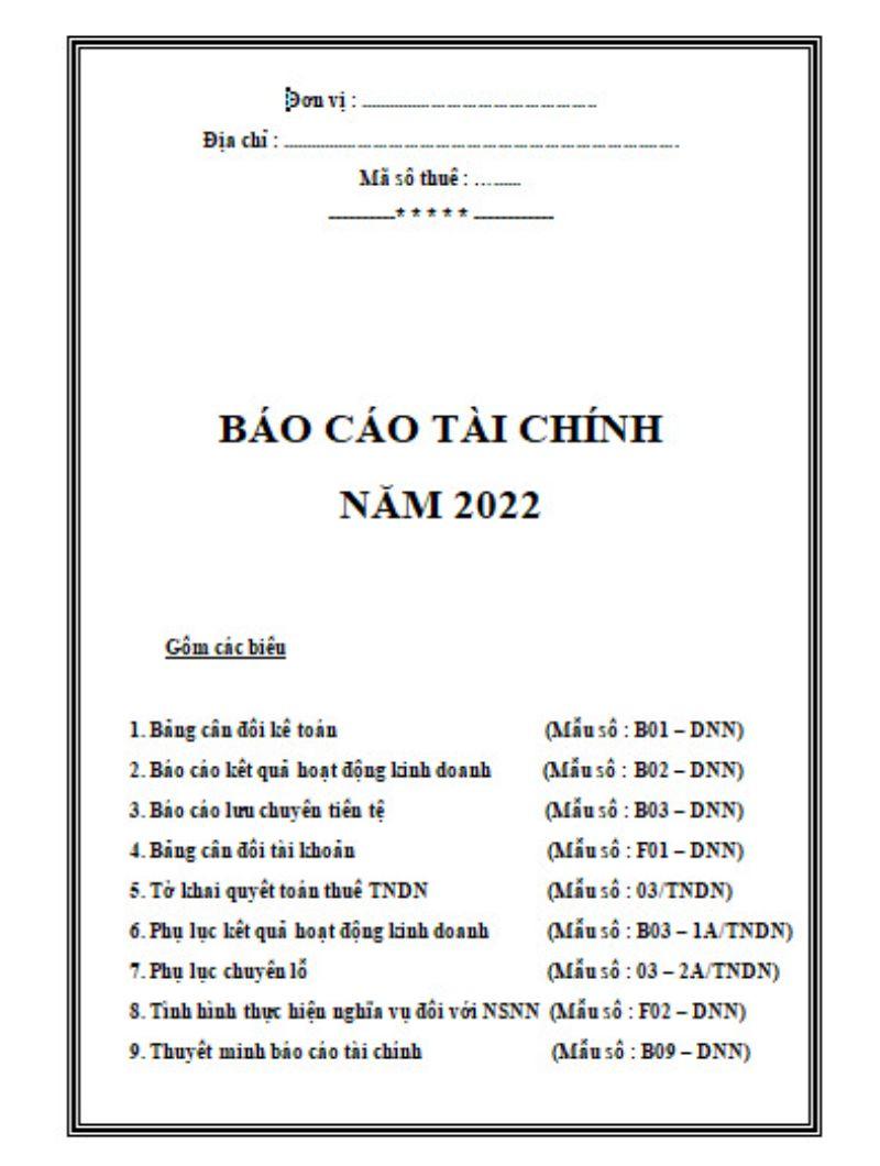 Bìa báo cáo tài chính - Mẫu 3