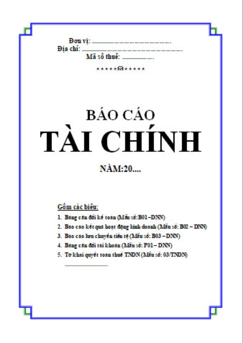 Bìa báo cáo tài chính - Mẫu 5