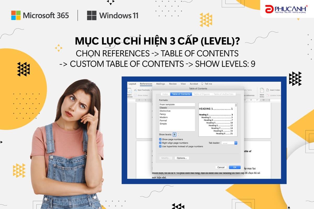 các cấp mục lục cho word