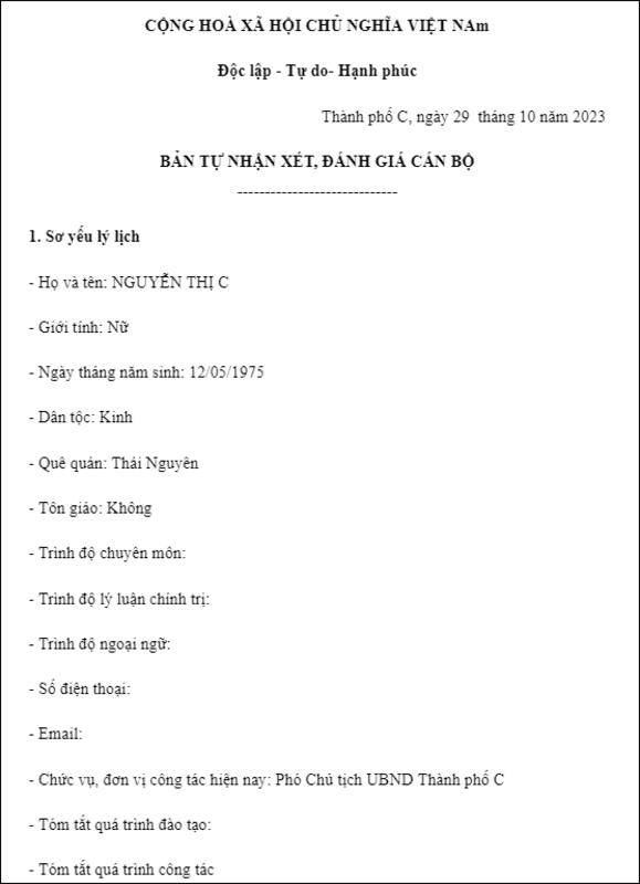 nhân viên tự đánh giá kết quả công việc