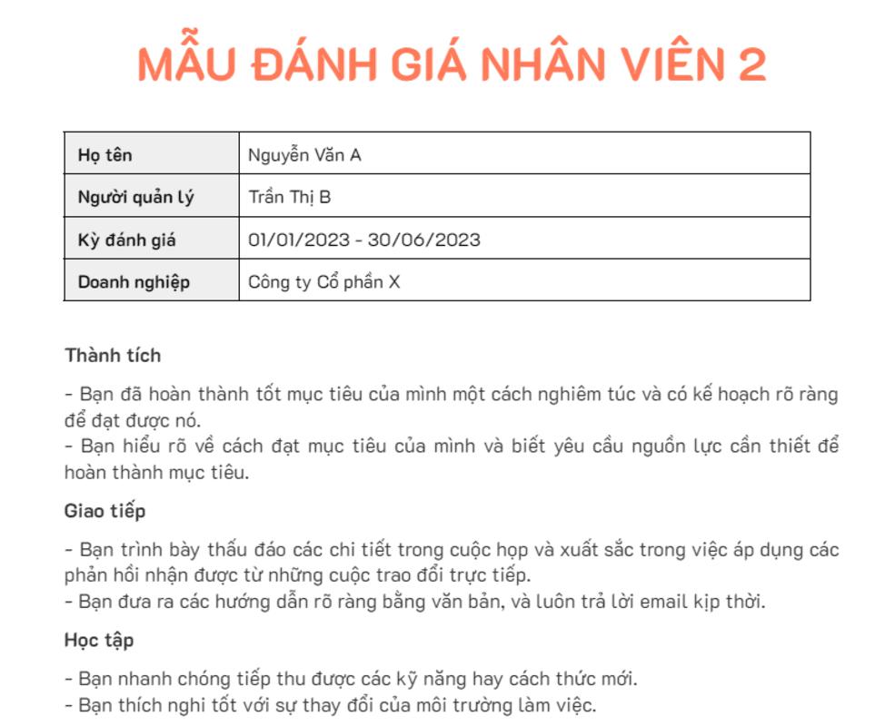 bản tự đánh giá bản thân