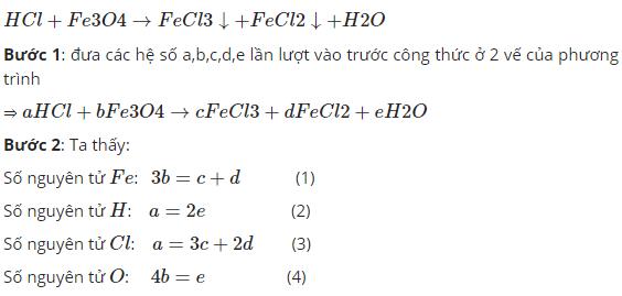 Cân bằng phương trình hóa học bằng phương pháp đại số