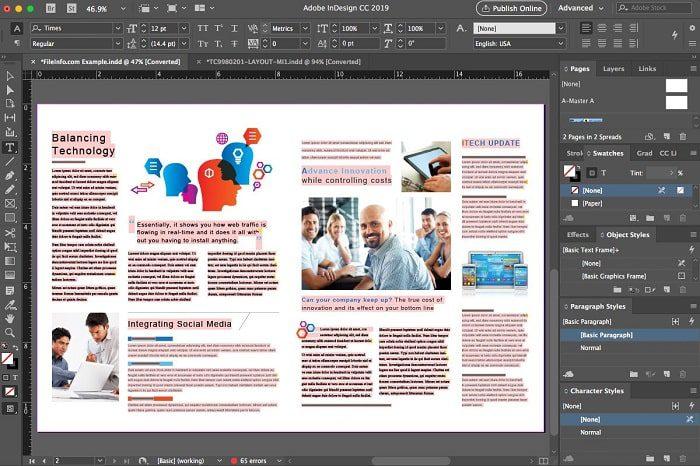 Adobe InDesign sở hữu giao diện dễ dàng sử dụng