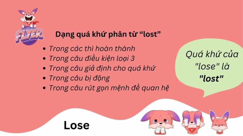 Cách dùng dạng quá khứ phân từ "lost"