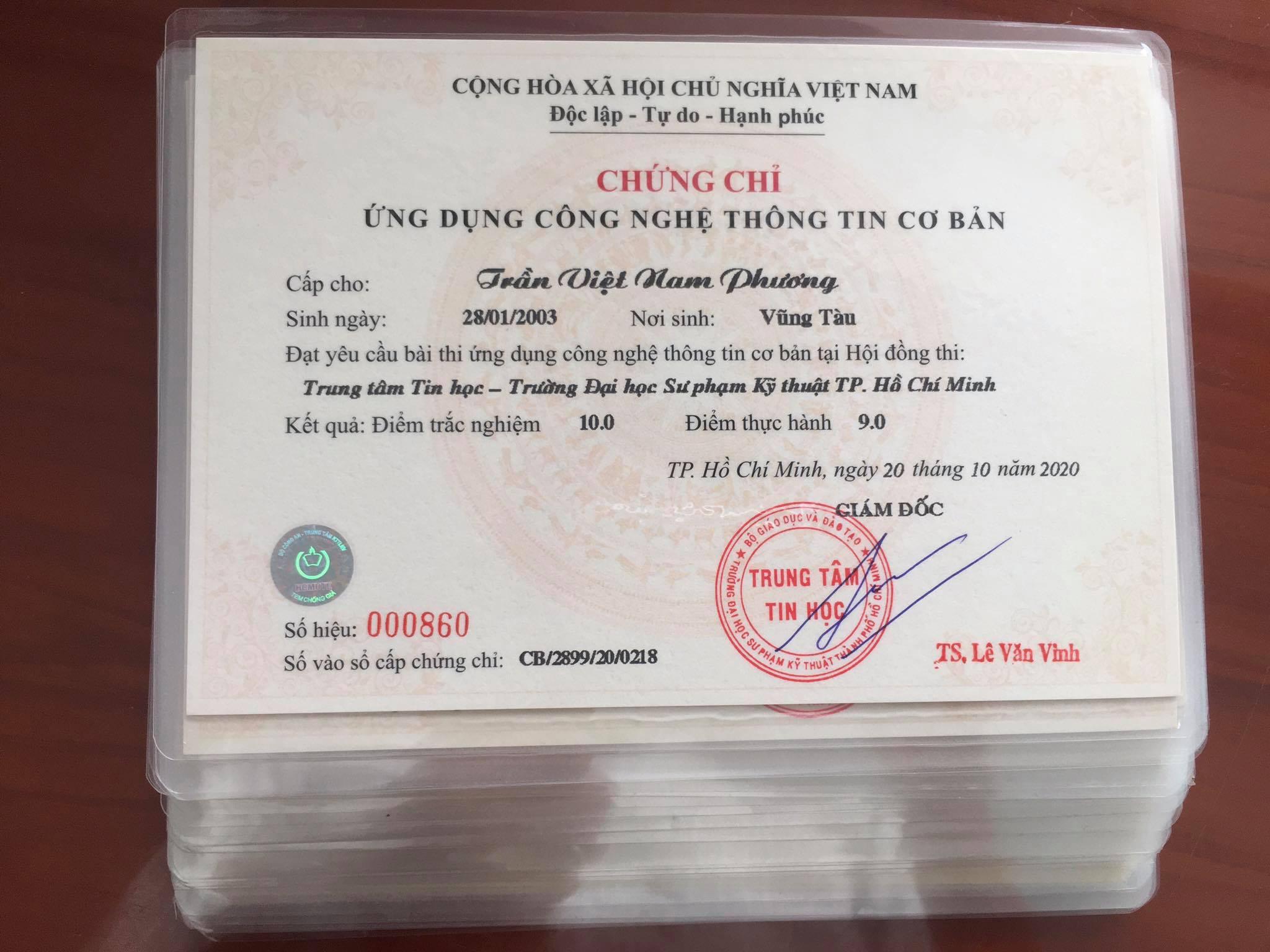 Chứng chỉ tin học tại trung tâm tin học Vũng Tàu