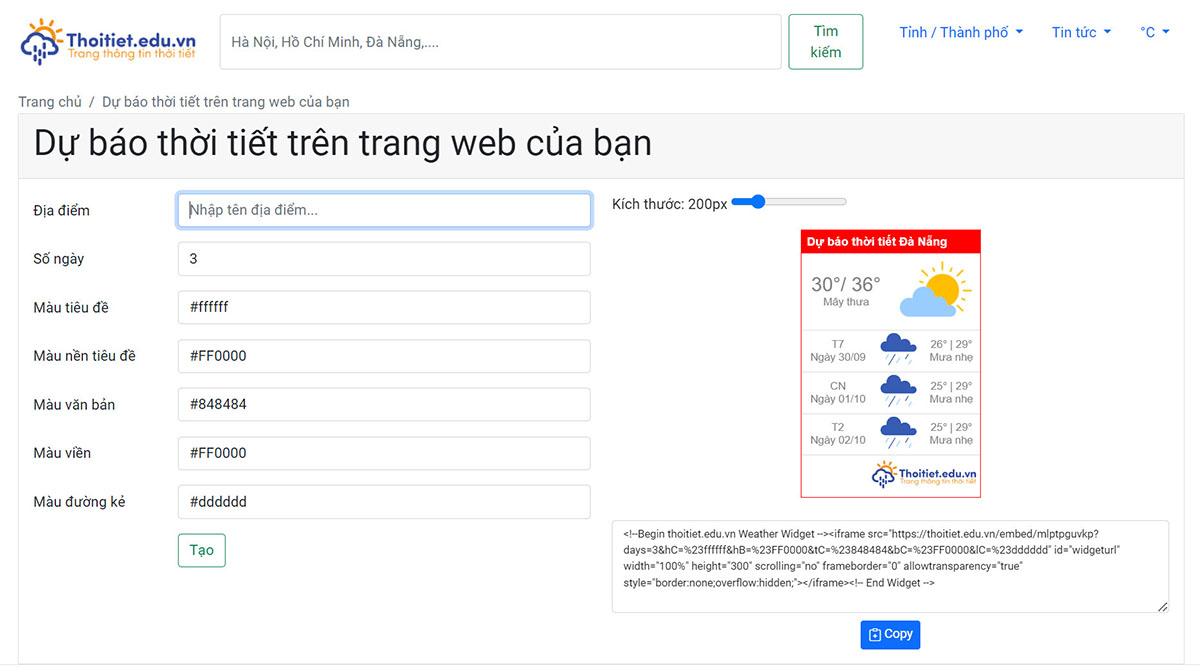 Top 4 trang web tạo widget thời tiết online miễn phí tốt nhất