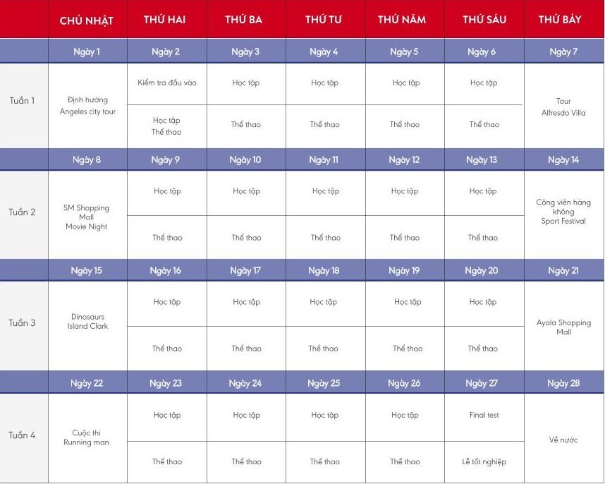 Lịch trình hoạt động của trại hè tiếng Anh WE Academy 2023